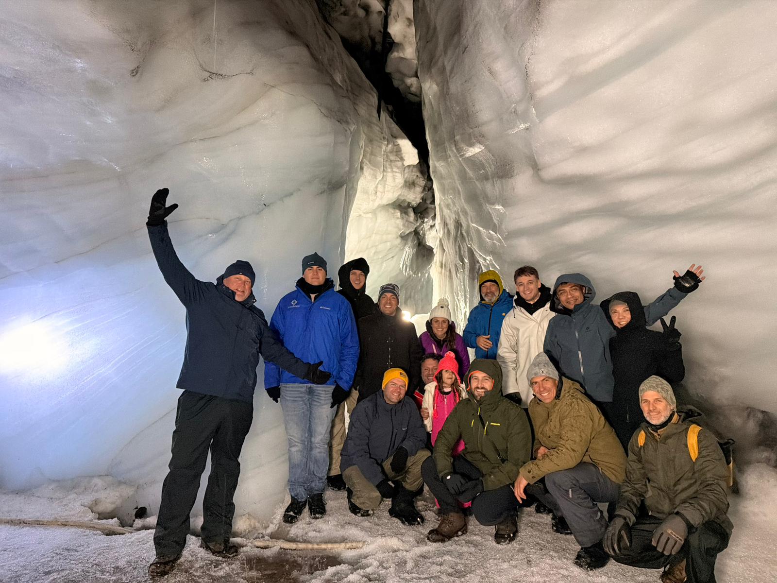 AV Alliance members inside a glacier in Iceland