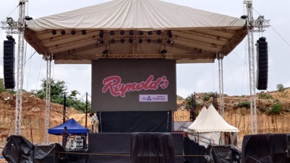 Reynold's Sound & Lighting stage for religious outdoor event