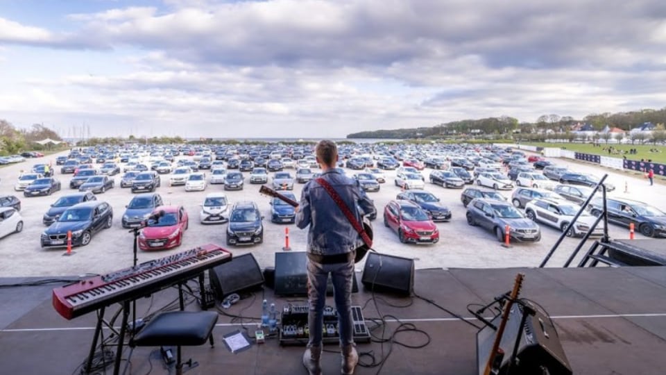 Drive-in concert setup by Nordic Rentals