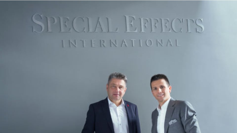 Zsolt Kassai, CEO of Special Effects (right) with Zoltan Szmodits (left), former owner of Mobil Audio, now the Touring and Live Entertainment division of Special Effects